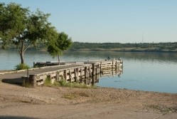 lake and dock in summer