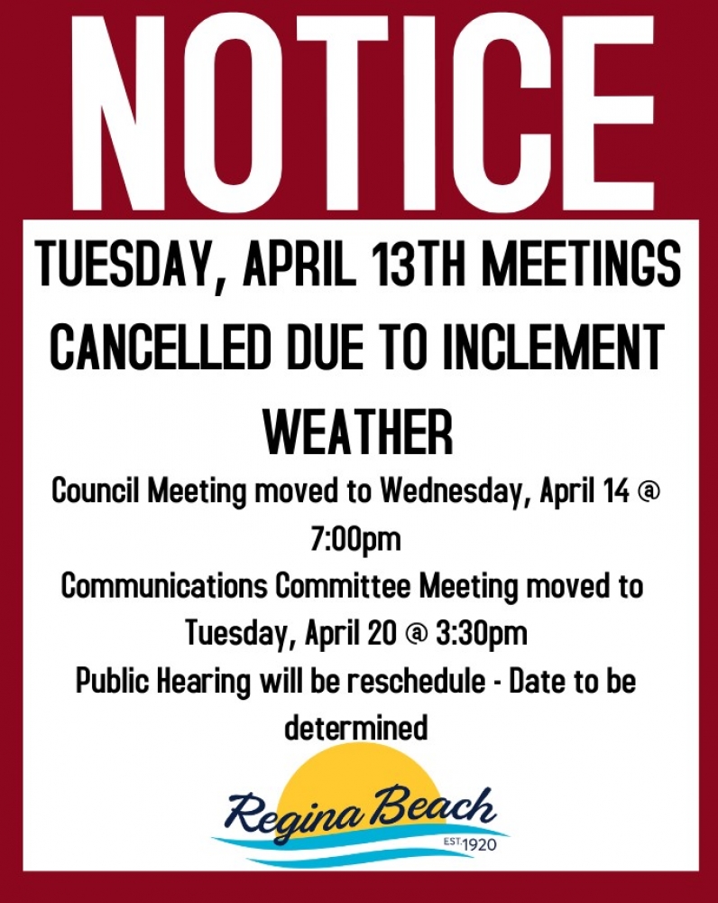 April 13 - Cancelled Meetings