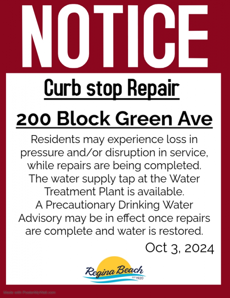 Curb stop Repair Oct 3,2024 200 block Green Ave