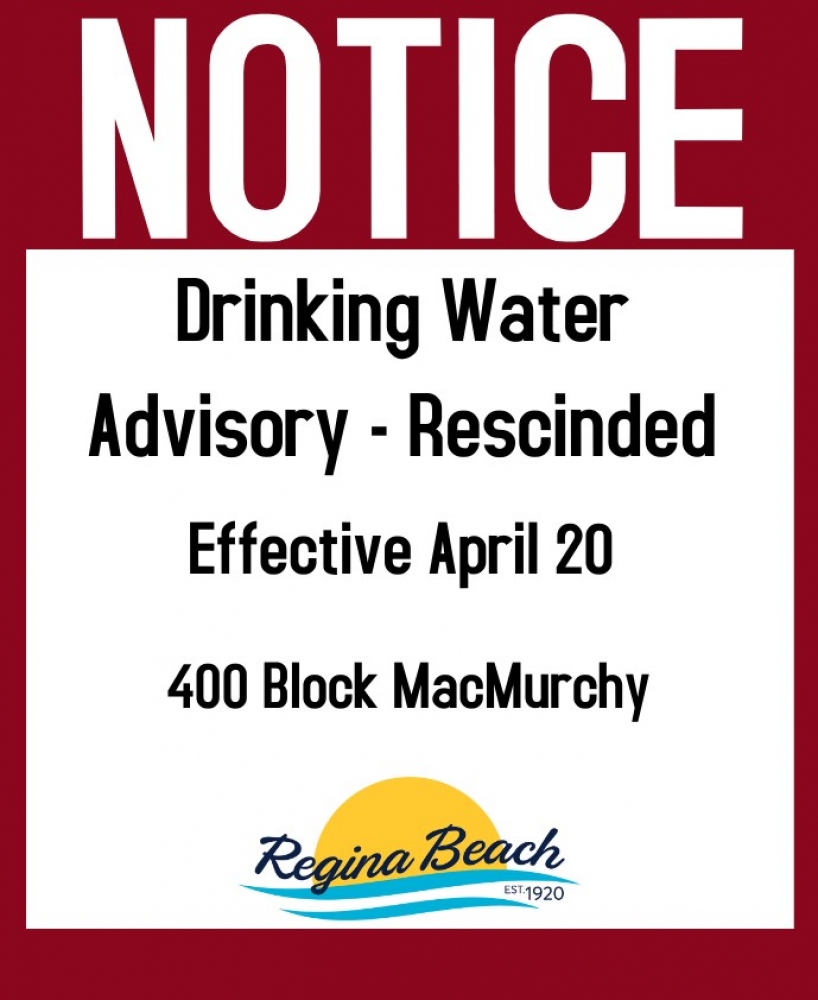Drinking Water Advisory Rescinded - 400 Block of MacMurchy