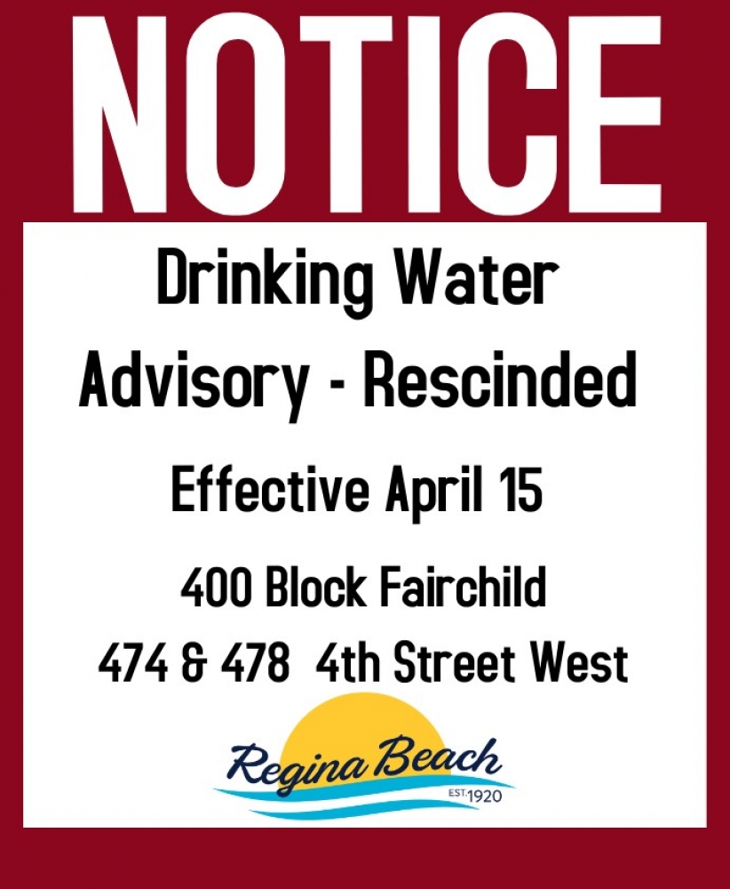 Drinking Water Advisory Rescinded - Fairchild, 4th St W