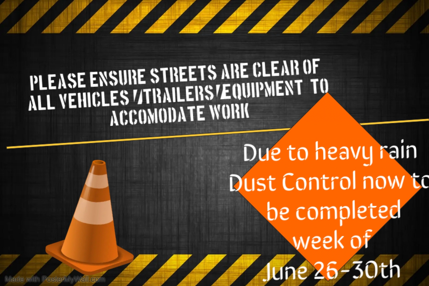 Dust Control Rescheduled June 2023