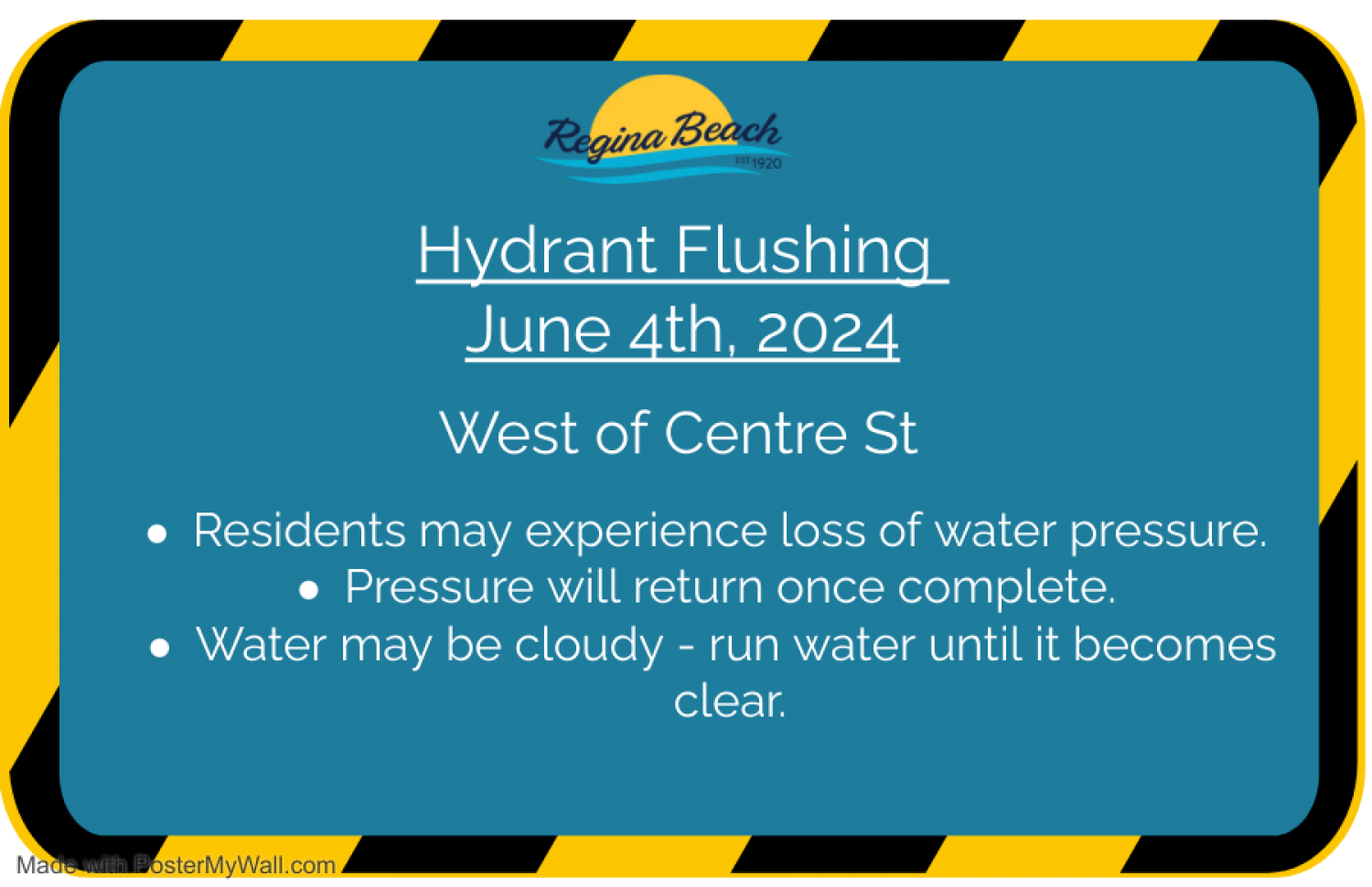 Hydrant Flushing - June 4th - West of Centre St