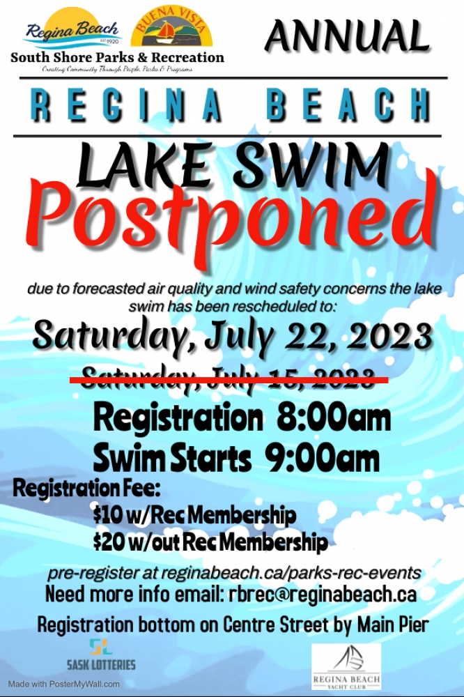 Lake Swim Postponed until July 22, 2023