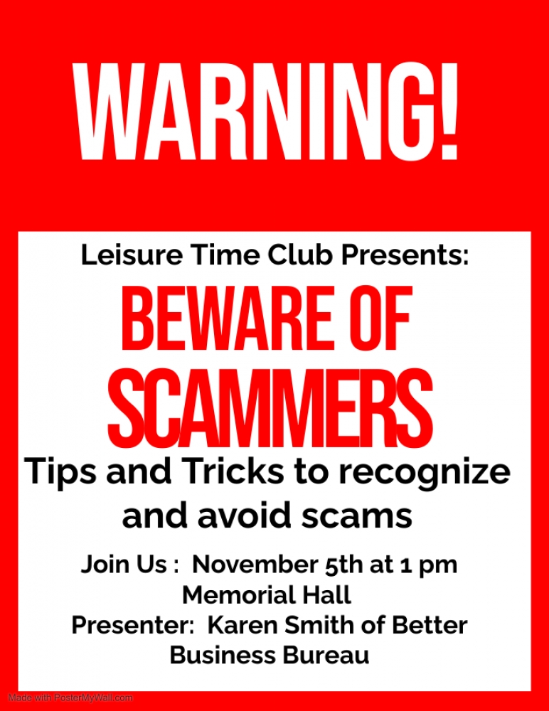 Leisure Time Club presents Beware of Scammers