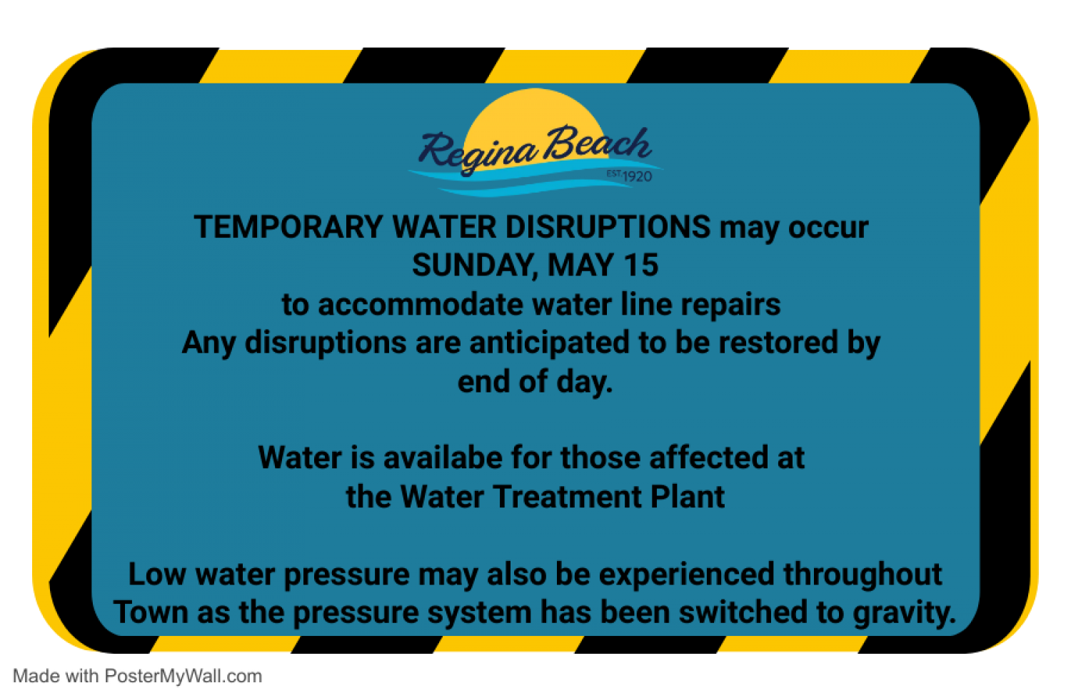 Low Water Pressure/Possible Water Disruptions - Sun, May 15