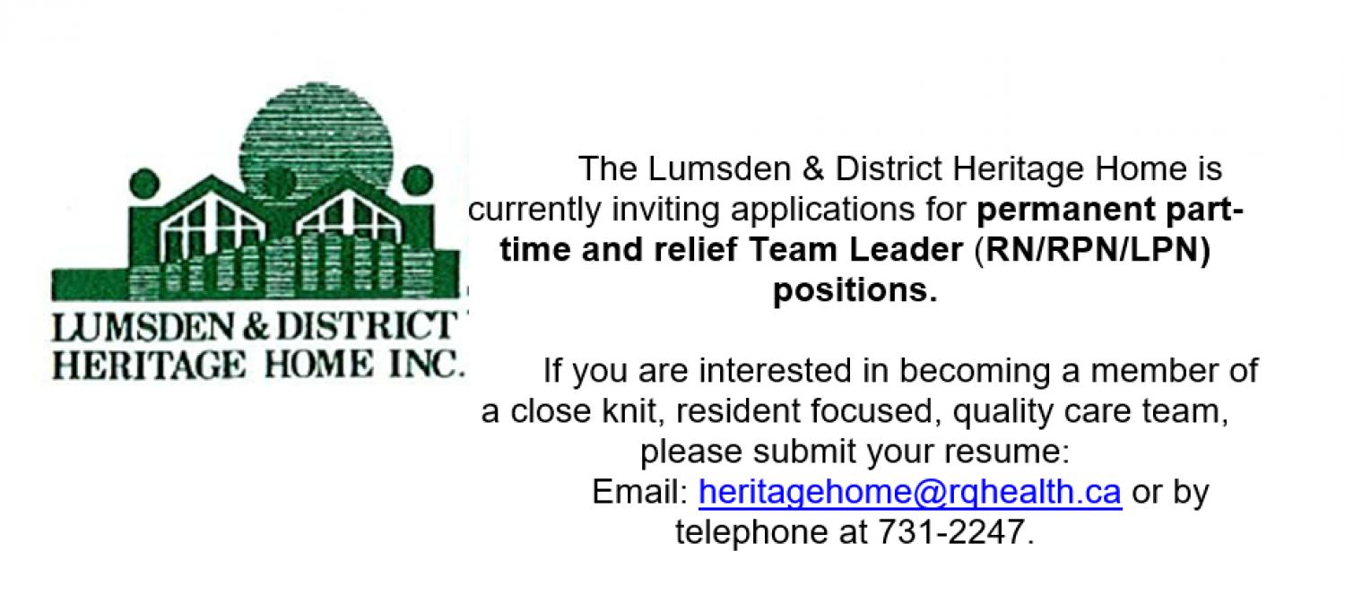 Lumsden & District Heritage Home Job Opportunities