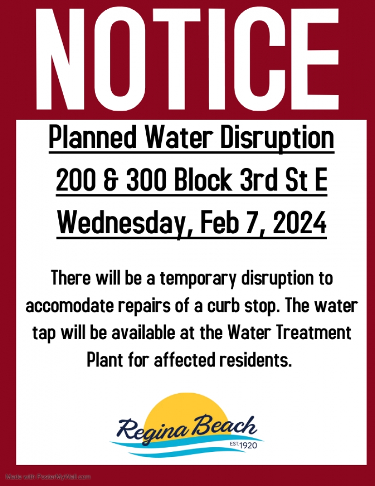 Planned Water Disruption Feb 7, 2024 