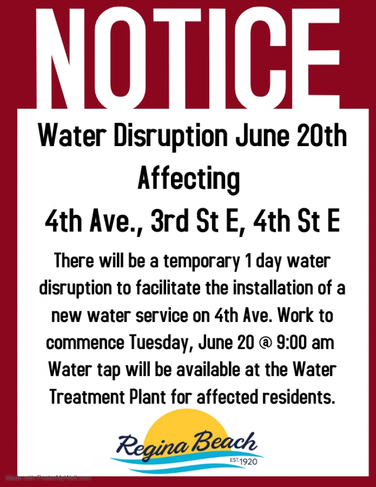 Planned Water Disruption June 20th