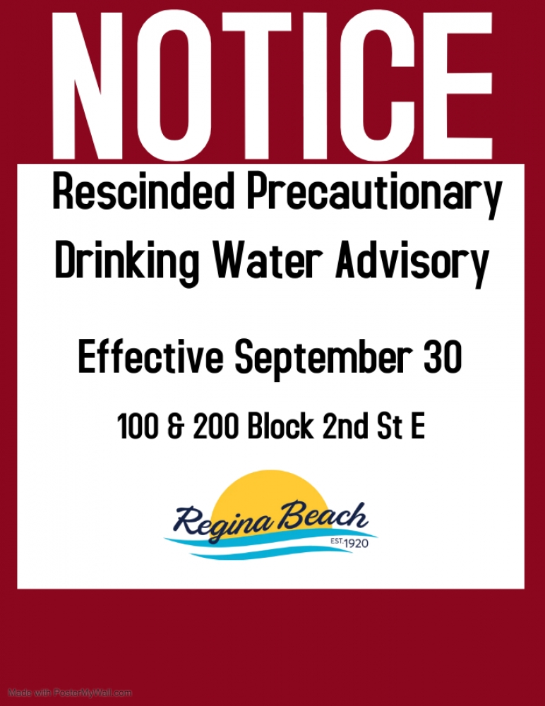Precautionary Drinking Water Advisory Rescinded - 100 & 200 Block 2nd St. E.