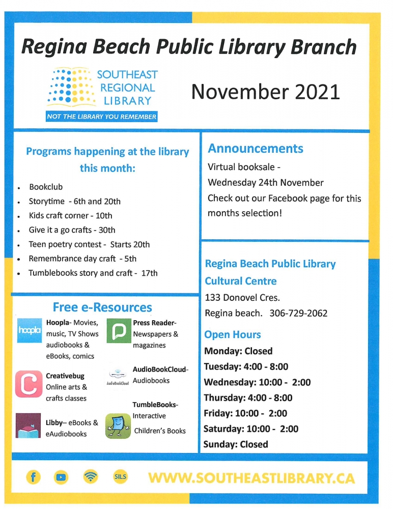 Regina Beach Library in November