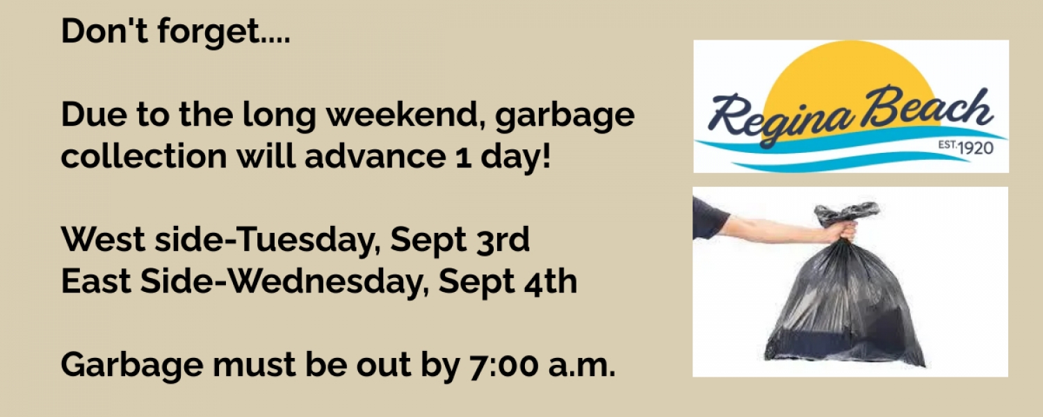 Reminder: Garbage Advances by One Day - September Long Weekend