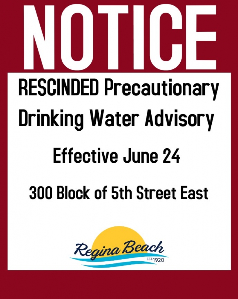 Rescinded Drinking Water Advisory - 300 block 5th Street E