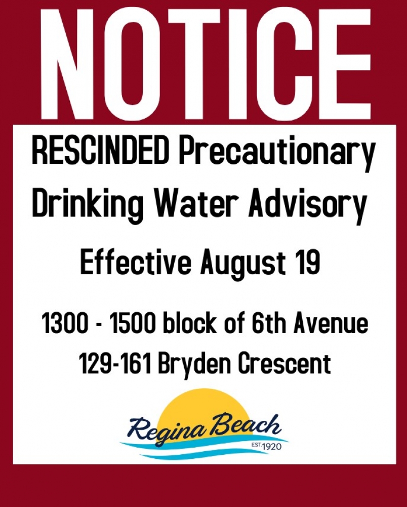 Rescinded Drinking Water Advisory - 6th Avenue & Bryden Cres