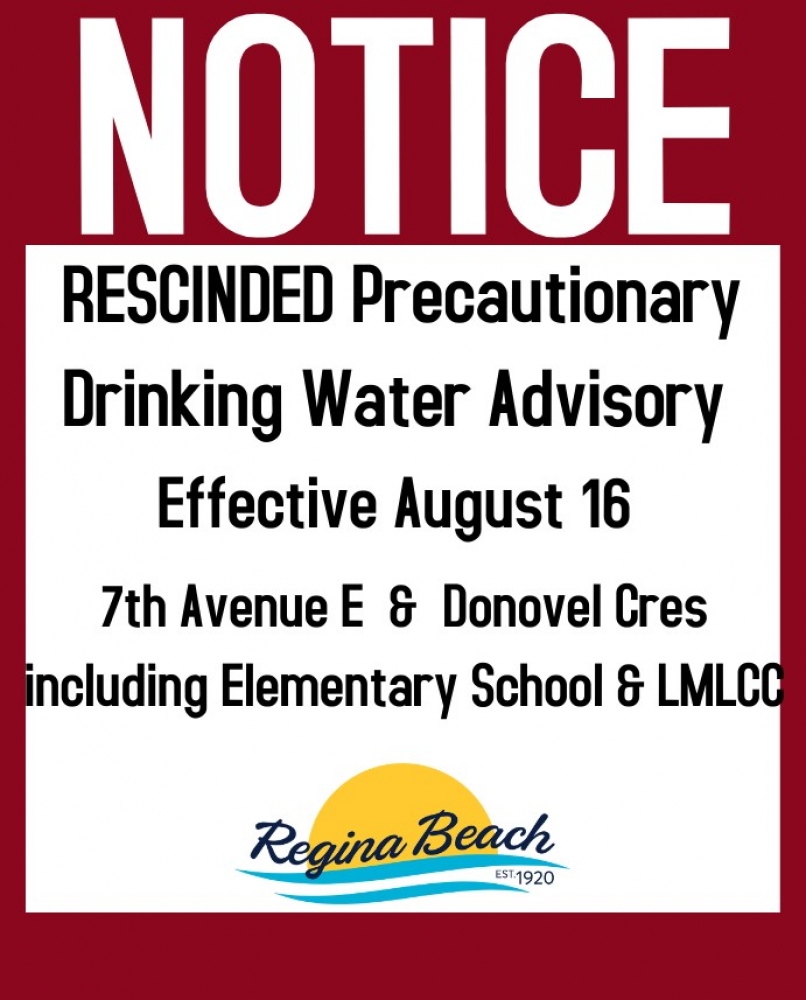 Rescinded Drinking Water Advisory - 7th Ave & Donovel Cres