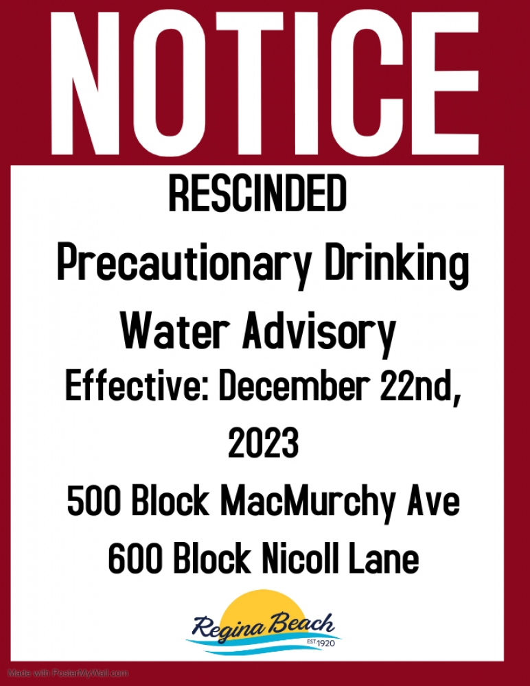 Rescinded PDWA - 500 Block MacMurchy Ave & 600 Block Nicoll Lane