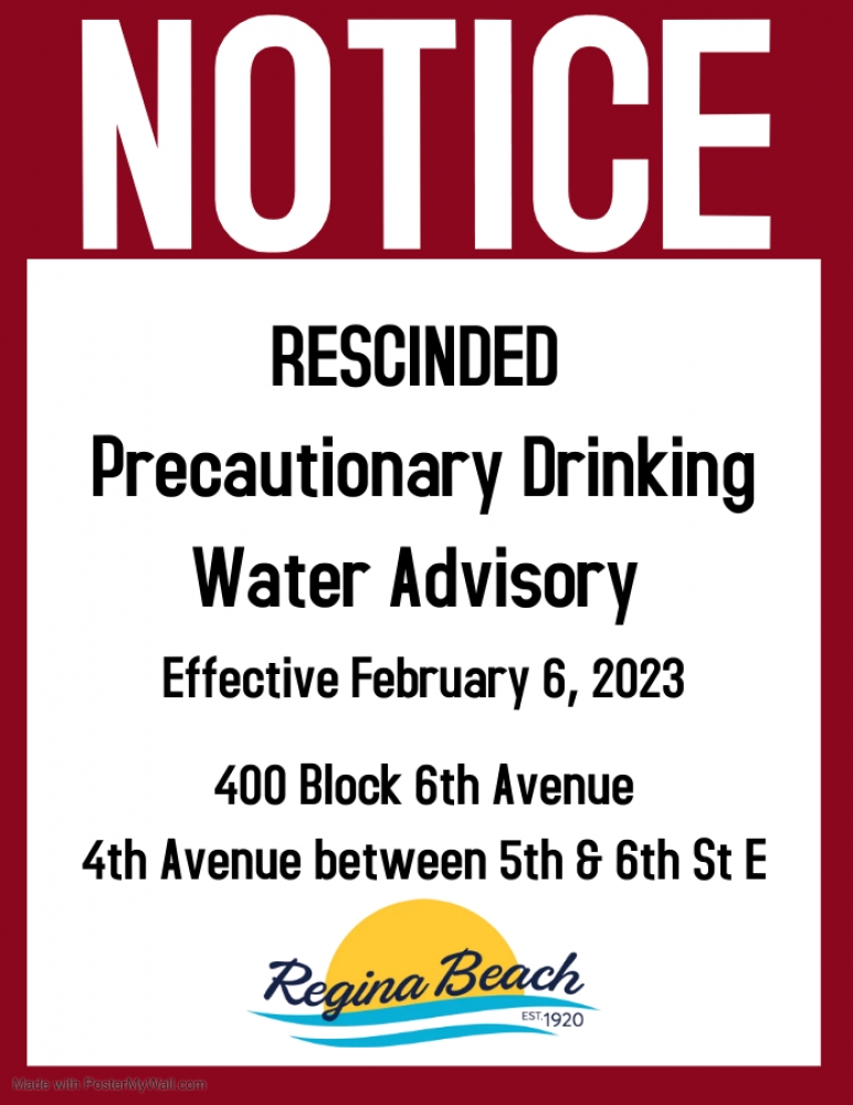 Rescinded Precautionary Drinking Water Advisory - 400 Block 6th Ave, 4th Ave Btwn 5th & 6th St E