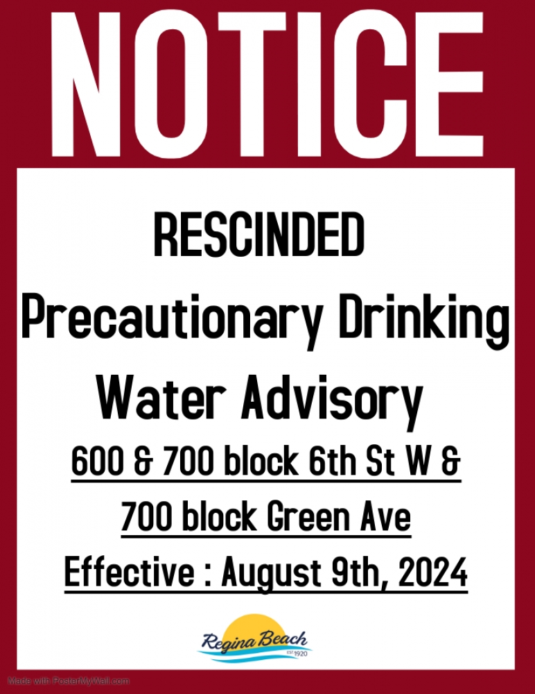 Rescinded: Precautionary Drinking Water Advisory - 600 & 700 Block 6th St W & 700 block Green Ave