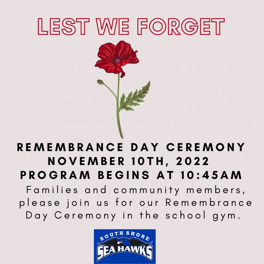 South Shore School Remembrance Day Ceremony
