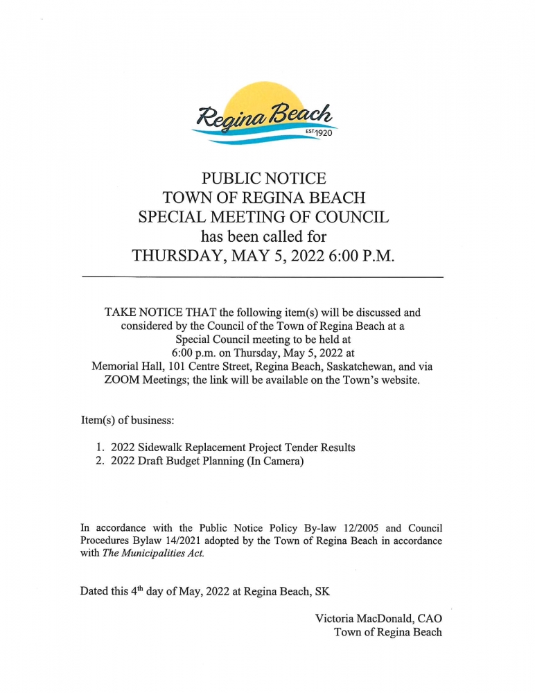 Special Meeting of Council - May 5
