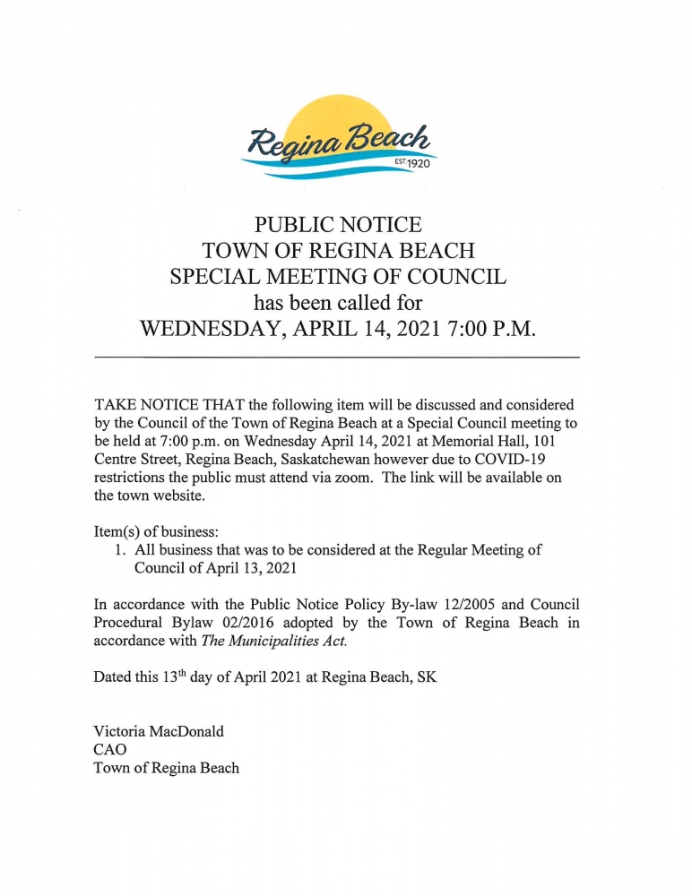 Special Meeting of Council - Wed, April 14