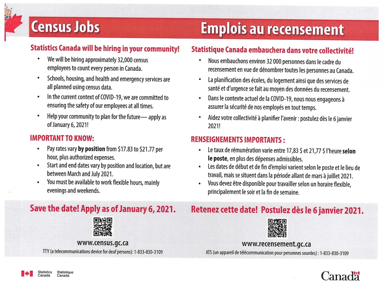 Statistics Canada Hiring - Census Jobs