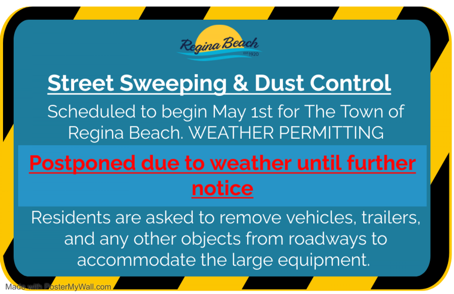 Street Sweeping / Dust Control Postponed