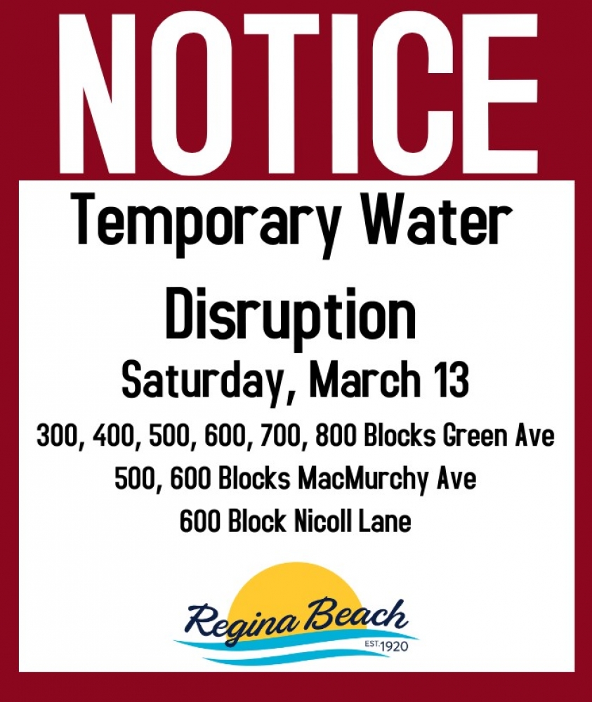Temporary Water Disruption Saturday, March 13