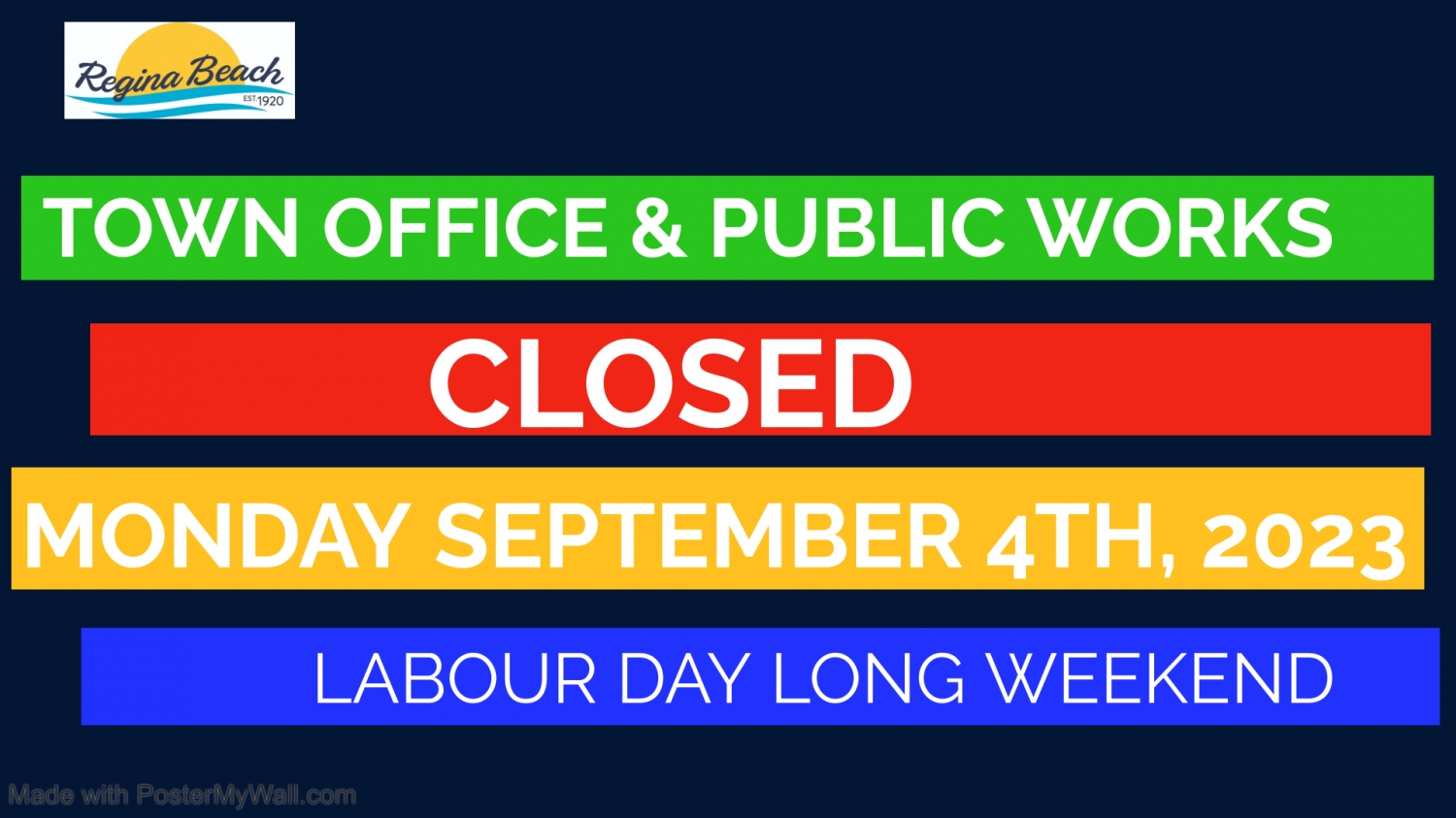 Town Office and Public Works will be closed September 4th, 2023 - Labour Day long weekend