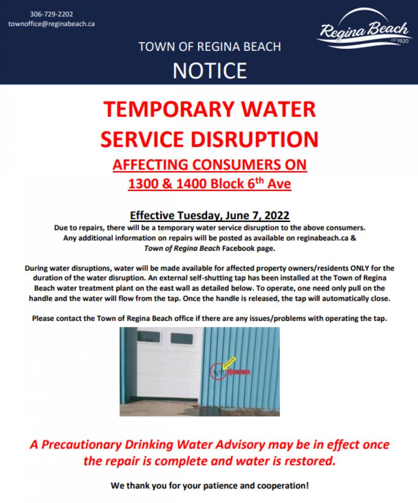 Water Disruption - 1300 & 1400 Blk 6th Ave