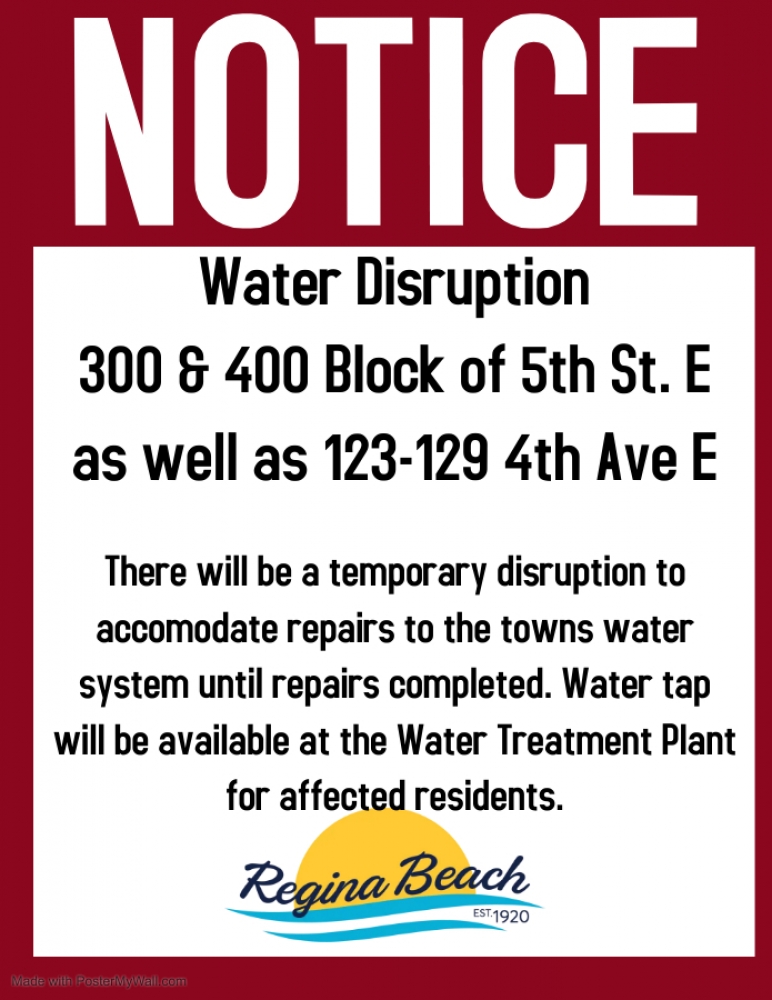 Water Disruption 5th St. E & 4th Ave.