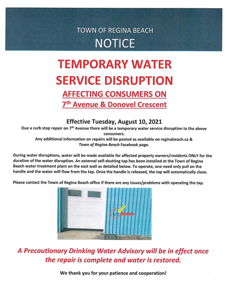 Water Disruption - 7th Ave & Donovel Cres.