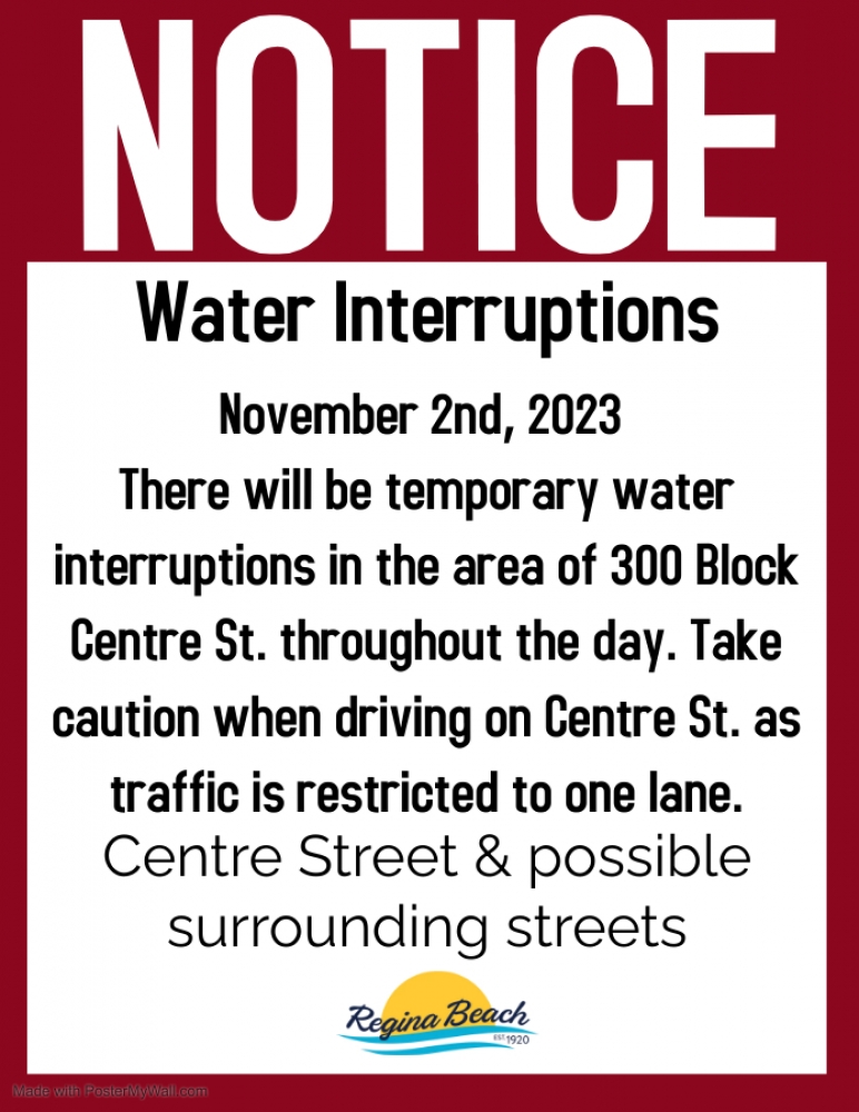 Water Interruption Nov 2 Centre St 
