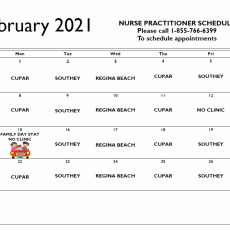 February Nurse Practitioner Schedule