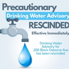 Rescinded Precautionary Drinking Water Advisory – 200 Block Osborne Ave