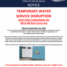 Water Disruption - 300 & 400 Block Green Ave