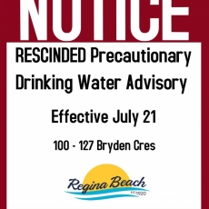 RESCINDED Drinking Water Advisory 100-127 Bryden Cres