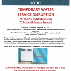 Water Disruption - 7th Ave & Donovel Cres.