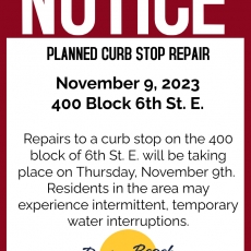 Planned Curb Stop Repair-Nov 9/23