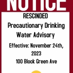 PDWA Rescinded - 100 Block Green Ave