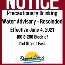 Precautionary Drinking Water Advisory Rescinded - 100 & 200 Block of 2nd Street East