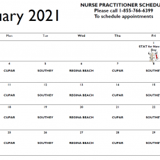 January 2021 - Nurse Practitioner Schedule