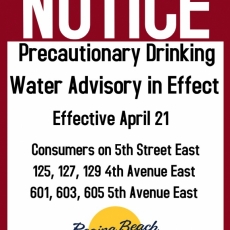 Precautionary Drinking Water Advisory - 5th Street East, 4th Ave E & 5th Ave E
