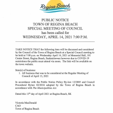 Special Meeting of Council - Wed, April 14