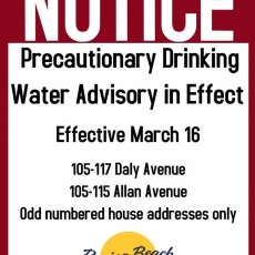 Precautionary Drinking Water Advisory - 100 Block Daly Ave & Allen Ave