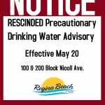 Precautionary Drinking Water Advisory Rescinded - 100 & 200 Block Nicoll Ave.