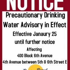 Water Disruption/Precautionary Drinking Water Advisory - 400 Block 6th Ave, 4th Ave between 5th & 6th St E