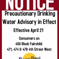 Precautionary Drinking Water Advisory - 400 Block Fairchild, 471, 474, 478 4th St W