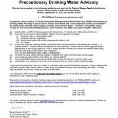 Precautionary Drinking Water Advisory- North side 500 Block Nicoll Ave.