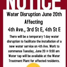 Planned Water Disruption June 20th